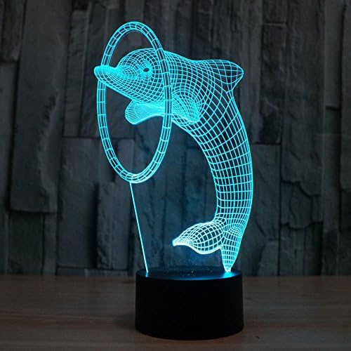 eNice Dolphin 3D Optical Illusion 7 Colors changing Desk Table Light night light lamp