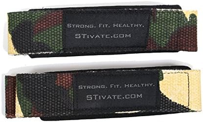 Weightlifting Straps (1 Pair/2 Straps) to Maximize Gripping Strength 24" Long 1.5" Wide and Padded - Quality Construction - for Men and Women (Green Camouflage)