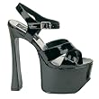 6 1/2 Inch Hot Black Shoe Chunky Heel Platform Sandal Black Patent