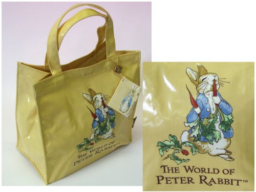 【PETER RABBIT】ピーターラビット・コットンプリントビニールトートバッグ★中★イエロー