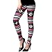 Ensasa Womens Autumn Winter Snowflake Graphic Printed Stretchy Leggings Pants, Black Red Flake Large