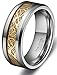 6MM / 8MM Men's Women Gold Celtic Dragon Inlay Tungsten Ring Comfort Fit Wedding Band Size 4 - 15