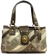 AUTHENTIC COACH KHAKI SIGNATURE PATCHWORK ZIP SATCHEL 12524