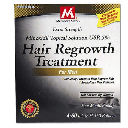 HealthPersonalCare: Member's Mark Minoxidil Extra Strength Hair Regrowth Treatment Compare to the active ingredients in Rogaine for Men 4 Month Supply Low Price!