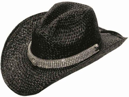 Blazin Roxx Women's Wide Bling Hat Band Raffia Straw Cowgirl