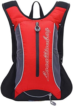 Bicycle Backpack Running Cycling Hiking Hydration Pack Small Size with Helmet Holder (Red)