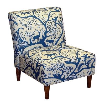 Armless Chair with Woodland Design in Blue