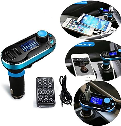 HXJ Blue MP3 Player FM auxs Transmitter Car Charger Support SD Card/USB for iPod iPhone 6 6S 5 5S 5C 4S 4 iPad Samsung Galaxy s6 S5 S4 S3 Note 3 2 HTC One M8 M9 Sony Xperia Motorala Nokia Smartphones