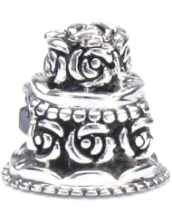 Moress Wedding / Anniversary Cake with Crown of Roses, Solid 925 Sterling Silver European Charm Bracelet Bead - Compatible Brand Bracelets : Authentic Pandora, Chamilia, Moress, Troll, Ohm, Zable, Biagi, Kays Charmed Memories, Kohls, Persona & more!