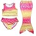 Owone Box Girls 3pcs Swimmable Mermaid Tail Costume Swimwear Princess Bikini Swimsuit 6, Rainbow, 5-6 Years
