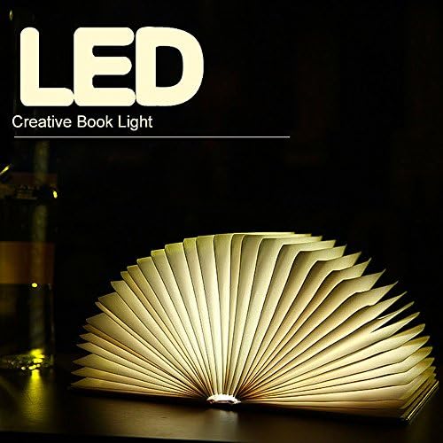 Foldable Book Lights USB Charging LED Lamp, Art Deco Night Lamp , Fashionable Gift-Walnut