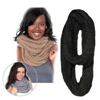 Black Chunky Knit Wide Infinity Scarf