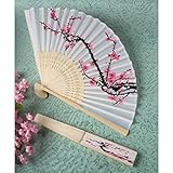 Delicate Cherry Blossom Design Silk Folding Fan Favors, 1