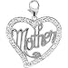 14K White Gold Diamond Mother In Heart Charm