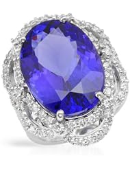 18K White Gold 1.25 CTW Color G SI2-SI3 Diamond and 16.59 CTW Tanzanite Ladies Ring. Ring Size 6. Total Item weight 12.5 g.