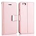 for iPhone 5C Case,L-FADNUT Luxury Flip PU Leather Case,Dual Card Slots Metal Megnetic Closure Stand Wallet Card Holder Case Cover for iPhone 5C - Rose Gold