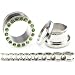 Flesh Tunnel SILBER *grüne Kristalle* 316L Ohr Piercing- wähle deinen Wunschdurchmesser in mm