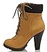 Soda Women's Rouge Faux Suede Lace Up Combat Chic Work Boot High Heel Ankle Bootie