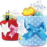 ミキハウス 今治タオル 1段 おむつケーキ 今治ミキブルー （ 水色 ） mikihouse サッシー チャームバンド 付 パンパースパンツＬサイズ [ 出産祝い ]