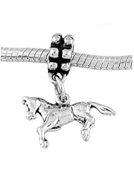 Sterling Silver Prancing Horse Dangle Bead Charm