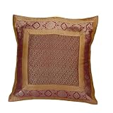 ShalinCraft Pillowcases India Gift Christmas Presents Silk Fabric 16x16 inches (bcbr332)