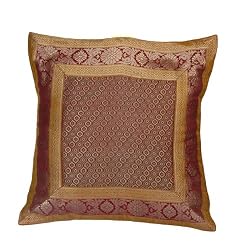 ShalinCraft Pillowcases India Gift Christmas Presents Silk Fabric 16x16 inches (bcbr332)
