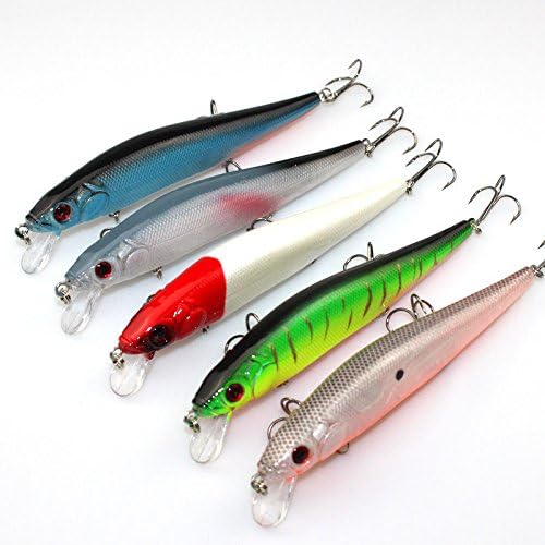 Fishing Bait Traps Minnow Fishing Lure Crank Fishing Bait for Bass, Fishing Bait Kit Lures Bait Crankbait Tackle 14cm/23g Random (5pcs)