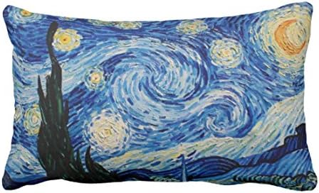 Nevin Moore Vincent Van Gogh Starry Night Cute Sofa Cushion Waist Pillow Cover Cotton Duplex Print 16X24Inch