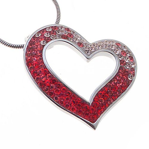 Oliver Weber 7519 Red Heart Pendant Sterling Silver Swarovski Crystal