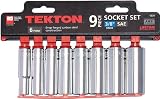 TEKTON 1225 3/8-Inch Drive Deepwell Socket Set, SAE, 9-Piece