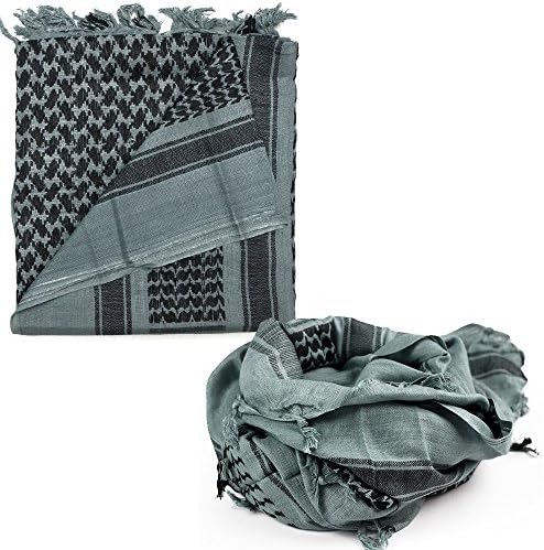 TE Lightweight Tactical Shemagh Scarf Turban Arab KeffIyeh Head Wrap Shawl (Wash Teal / Black)