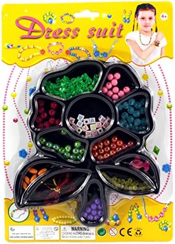 Flower Princess Bracelet Necklace Children's Kid's Toy Jewelry Making Set w/ Variety of Assorted Beads and Charms, String