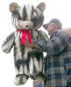 GIANT 42" TEDDY BEAR HUGE SOFT STUFFED BIG PLUSH JUMBO * COLOR: VERTICAL STRIPES GRAY BROWN & WHITE * AMERICAN MADE IN THE USA AMERICA