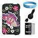 Apple iPod Touch 2G 3G Full Diamond Black Rainbow Cover + Mirror Screen Protector + iPod Touch Retractable Car Charger + Wristband