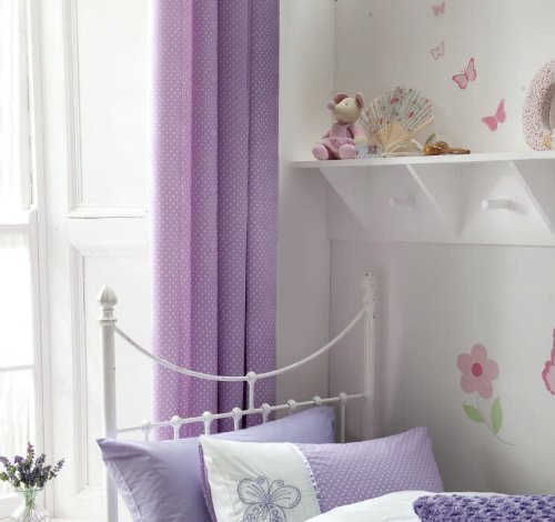 Catherine Lansfield Flutterbye Lilac Lined Curtains 72