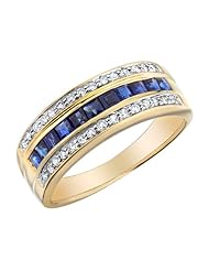 Sapphire Ring with Diamonds 7/10 Carat (ctw) in 10K Yellow Gold