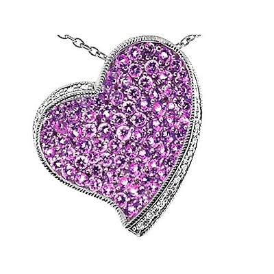 2.17 cttw Genuine Large Heart Pink Tourmaline Pendant - 14kt White Gold