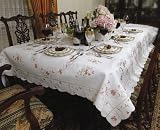 Renaissance Embroidered Design Tablecloth Beige 70 X 105