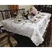 Renaissance Embroidered Design Tablecloth White 70" Round