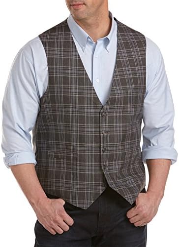 Oak Hill Big & Tall Plaid Vest (3XL, Charcoal)