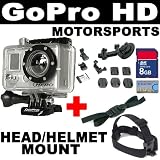 GoPro HD Motorsports HERO On-Board High-Definition Waterproof Digital Camera + GoPro Head Strap Mount + GoPro Vented Helmet Strap + SD 8GB Memory Card