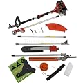 NEW TRUESHOPPING 'TOTAL GARDENERX5' PETROL LONG REACH MULTI FUNCTION 5 IN 1 GARDEN POWER TOOL INCLUDING: HEDGE TRIMMER, STRIMMER, BRUSHCUTTER, CHAINSAW & FREE EXTENSION POLE 2-STROKE 33CC