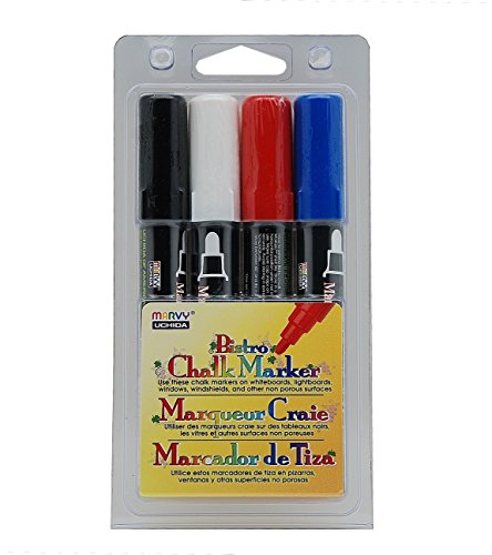 Bistro Chalk Markers with Black Extra Wide Broad Tip Easy Chalkboard Marker Set (Bright 480-4C)