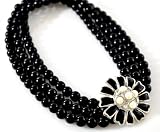 Magnificent Onyx Pearl and Gemstone Layered Necklace