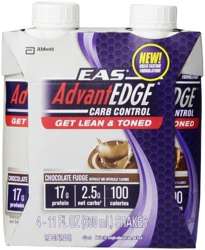 EAS AdvantEDGE Carb Control Ready To Drink Carton, Chocolate Fudge, 11-Fluid Ounce (Pack of 24) by EAS