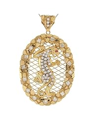10k Two Tone Real Gold with CZ Accents Diamond Cut Cougar 9.55cm Pendant