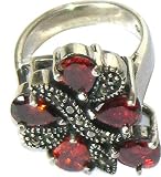 Valentines Day Gift Sterling Silver Red-Onyx Ring US Size 9 (rng287)