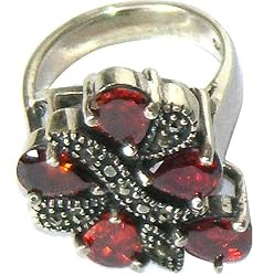 Valentines Day Gift Sterling Silver Red-Onyx Ring US Size 9 (rng287)