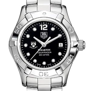 Wharton TAG Heuer Watch - Women's Steel Aquaracer with Black Diamond Dial at M.LaHart