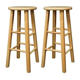 Winsome Wood 29-Inch Square Leg Barstool with Natural Finish, Set of 2 by Winsome Wood